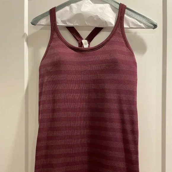 Lululemon Maroon Striped Racerback Top - Picture 1 of 4